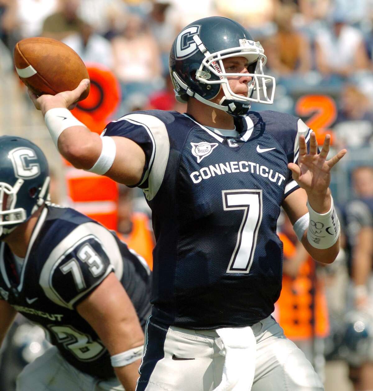 Dan Orlovsky, of Shelton, played quarterback at UConn from 2001-2004 before an NFL career that lasted until 2017.