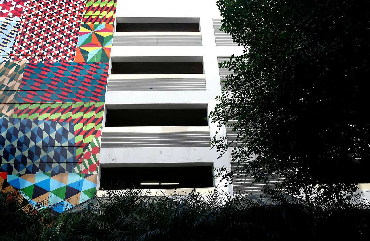 Murals are painted on the Moscone Center parking garage on Third Street in San Francisco, Calif. on Saturday, Feb. 3, 2018. The city-operated garage may be demolished and replaced with affordable housing.