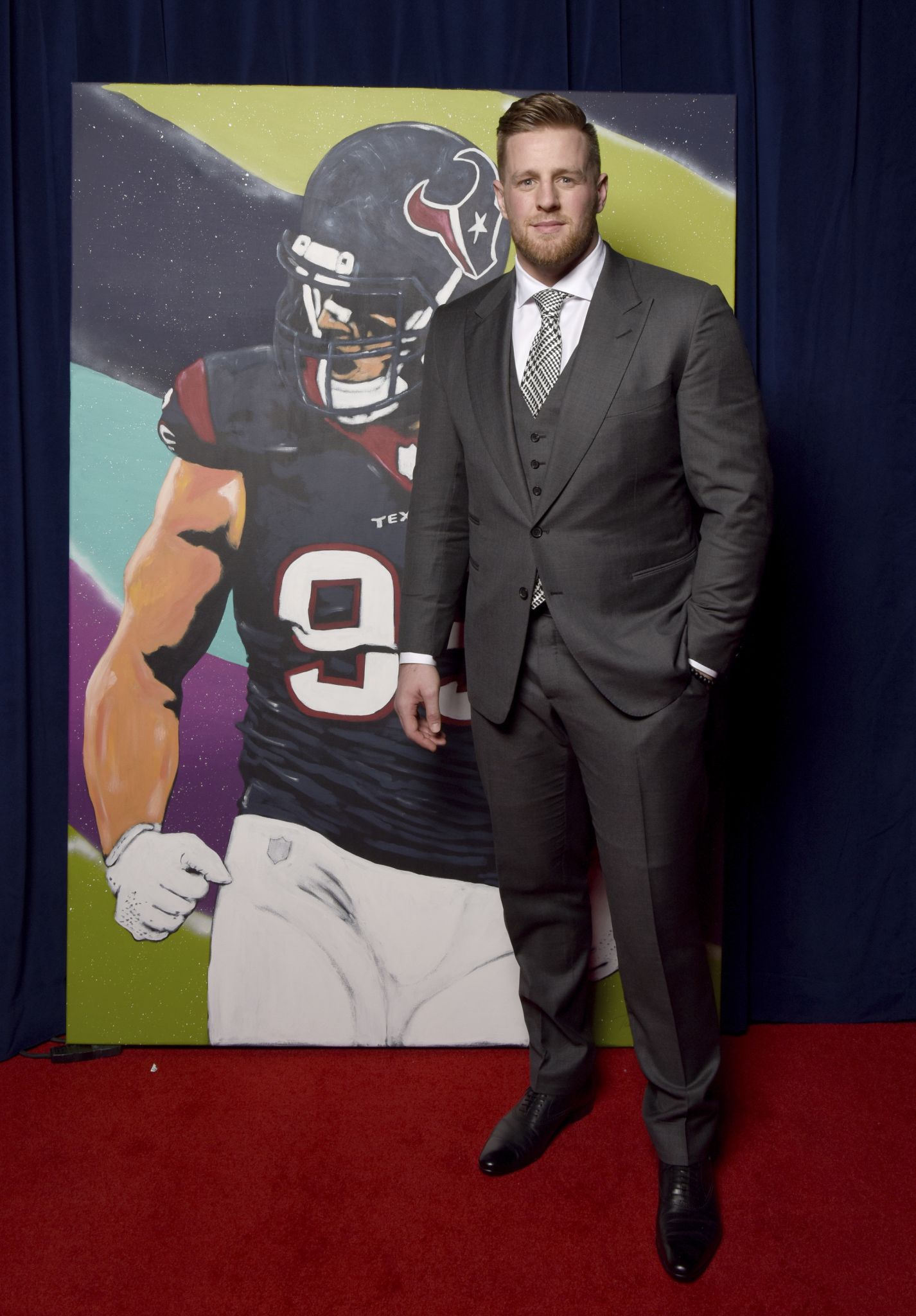 Houston, USA. 18 August 2018. The Walter Payton Man of the Year Award patch  can be seen on the jersey of J.J. Watt during the 4th quarter of a  preseason NFL football