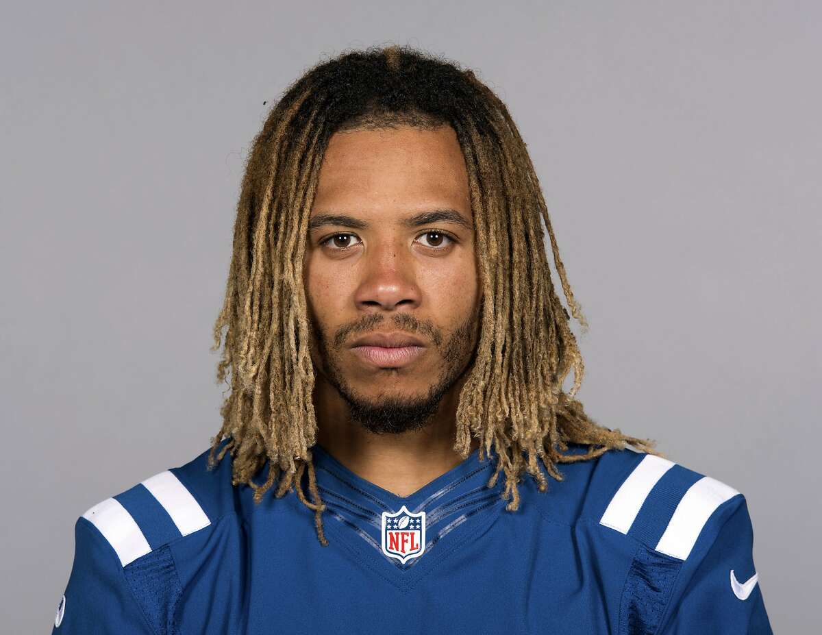 FILE - This June 13, 2017 file photo shows Indianapolis Colts football player Edwin Jackson. Jackson, 26, was one of two men killed when a suspected drunken driver struck them as they stood outside their car along a highway in Indianapolis. The Colts said in a statement Sunday, Feb. 4, 3018, that the team is "heartbroken" by Jackson's death. Authorities say the driver that struck them before dawn on Sunday tried to flee on foot but was quickly captured. (AP Photo, File)
