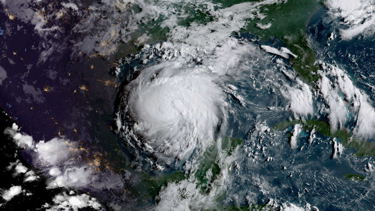 Hurricane Harvey off the Texas coast on Aug. 24. The next day, it quickly strengthened from a Category 1 storm to a Category 4 hurricane with winds reaching 130 mph.