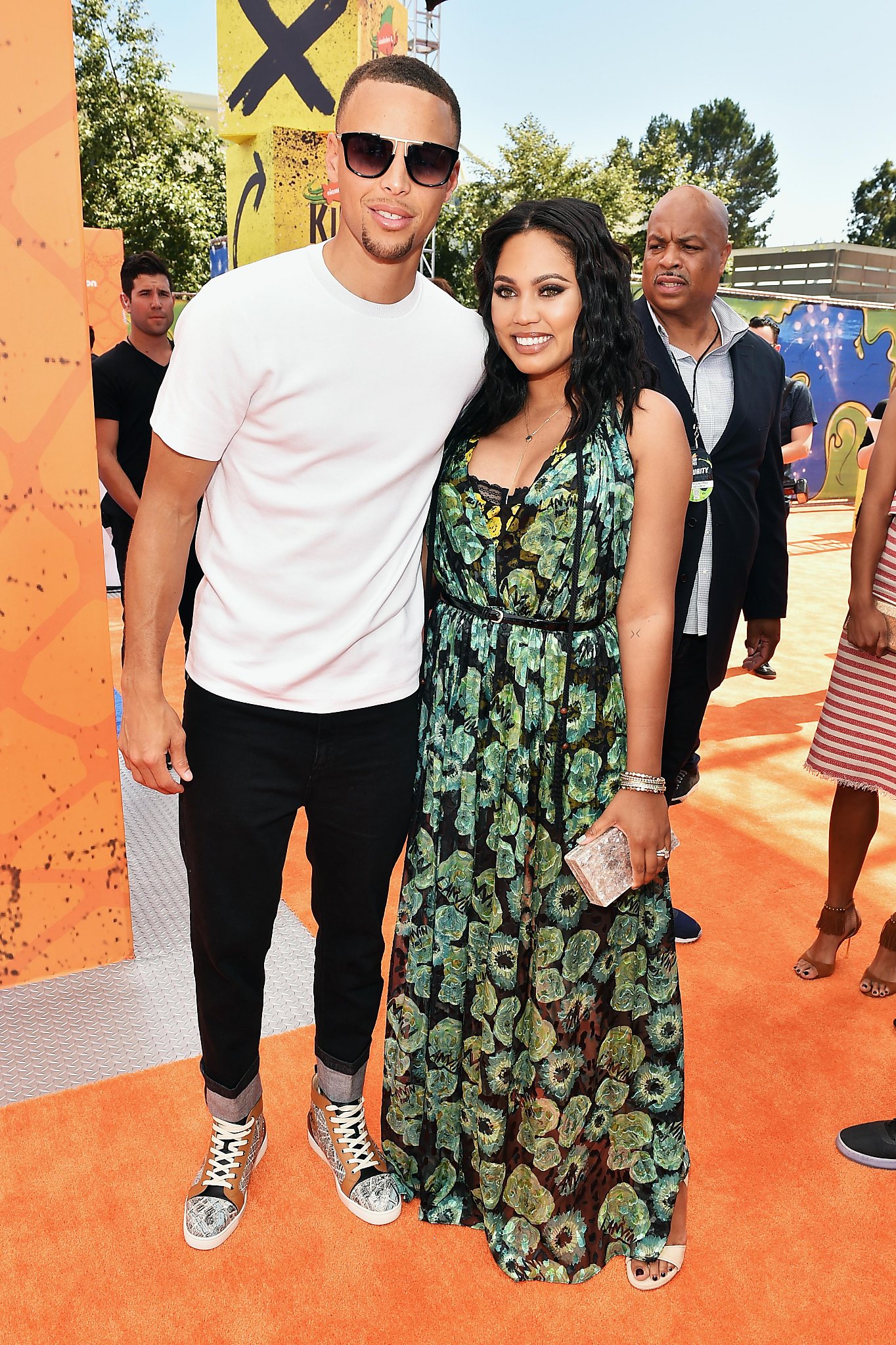 Ayesha and Stephen Curry are seen on the sideline before Super Bowl 50  between the Carolina Panthers and the Denver Broncos at Levi's Stadium on  Sunday, Feb. 7, 2016 in Santa Clara