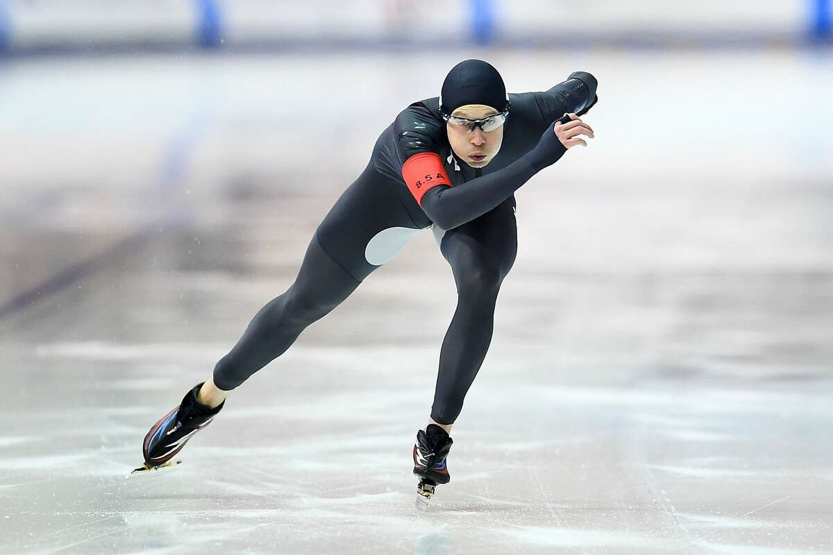 MILWAUKEE, WI - JANUARY 05: Jonathan Garcia competes in the Men's 500 meter event during the Long Track Speed Skating Olympic Trials at the Pettit National Ice Center on January 5, 2018 in Milwaukee, Wisconsin. (Photo by Stacy Revere/Getty Images)