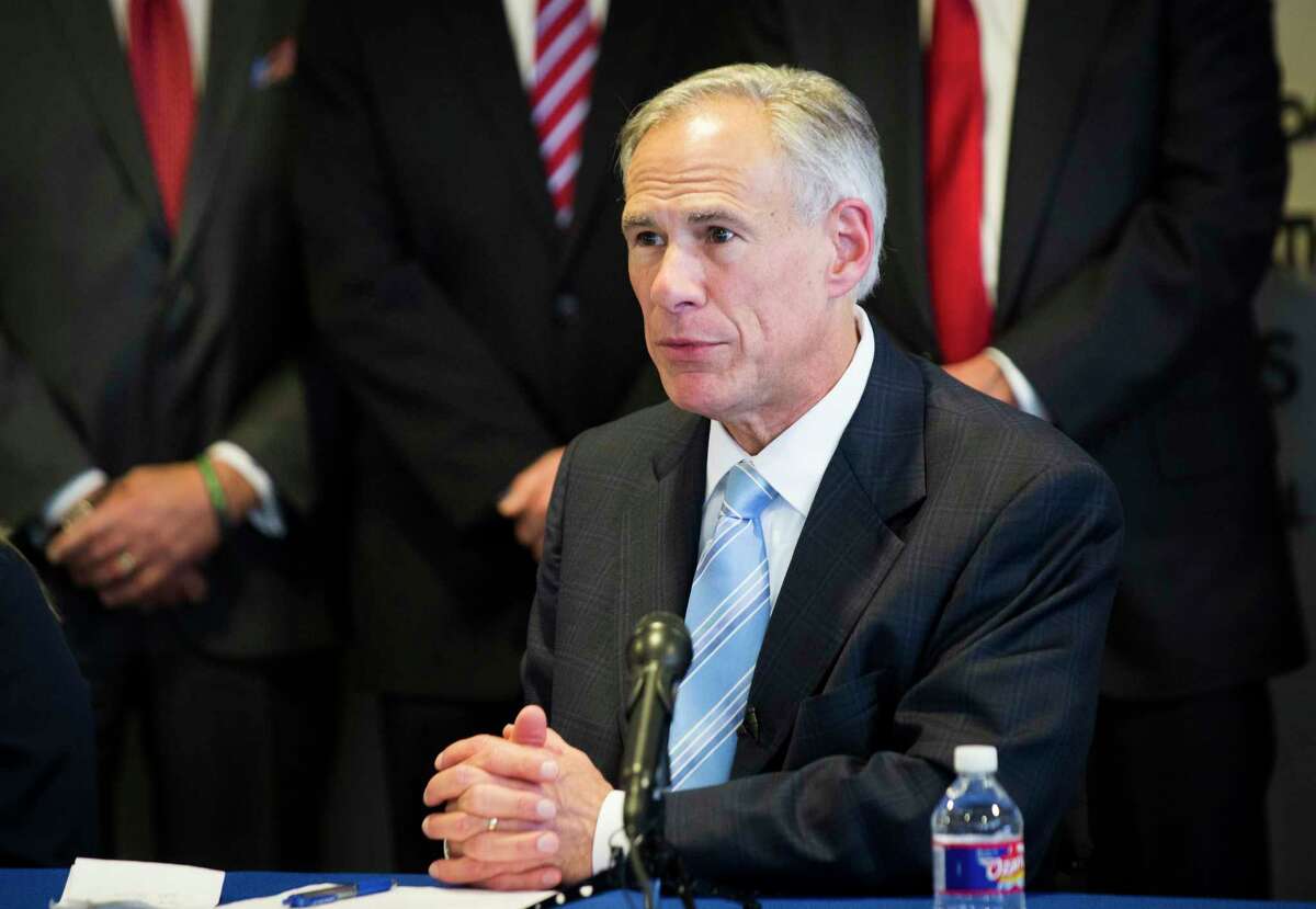 Texas Gov. Greg Abbott is proposing stricter enforcement and penalties to predators and purveyors of prostitution and human trafficking, Tuesday, Feb. 6, 2018, in Houston.