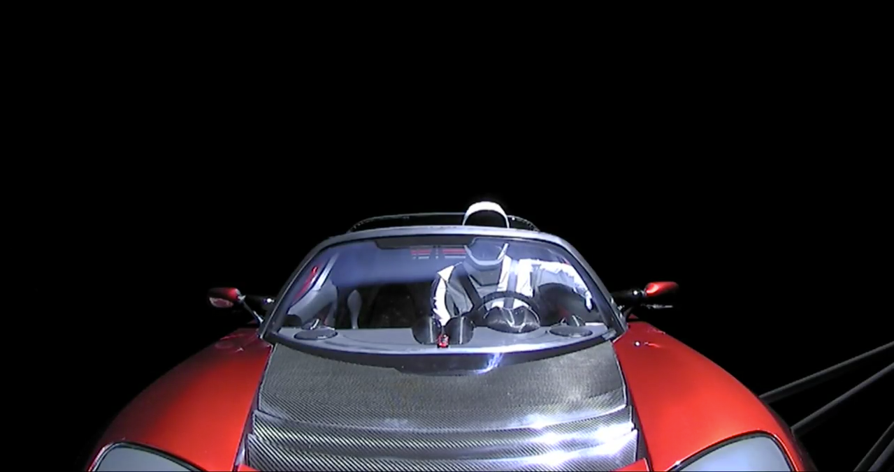 Маск машина космос. Стармен Тесла. Tesla Roadster Starman. Тесла родстер 2008 Илона маска. Tesla Roadster в космосе.