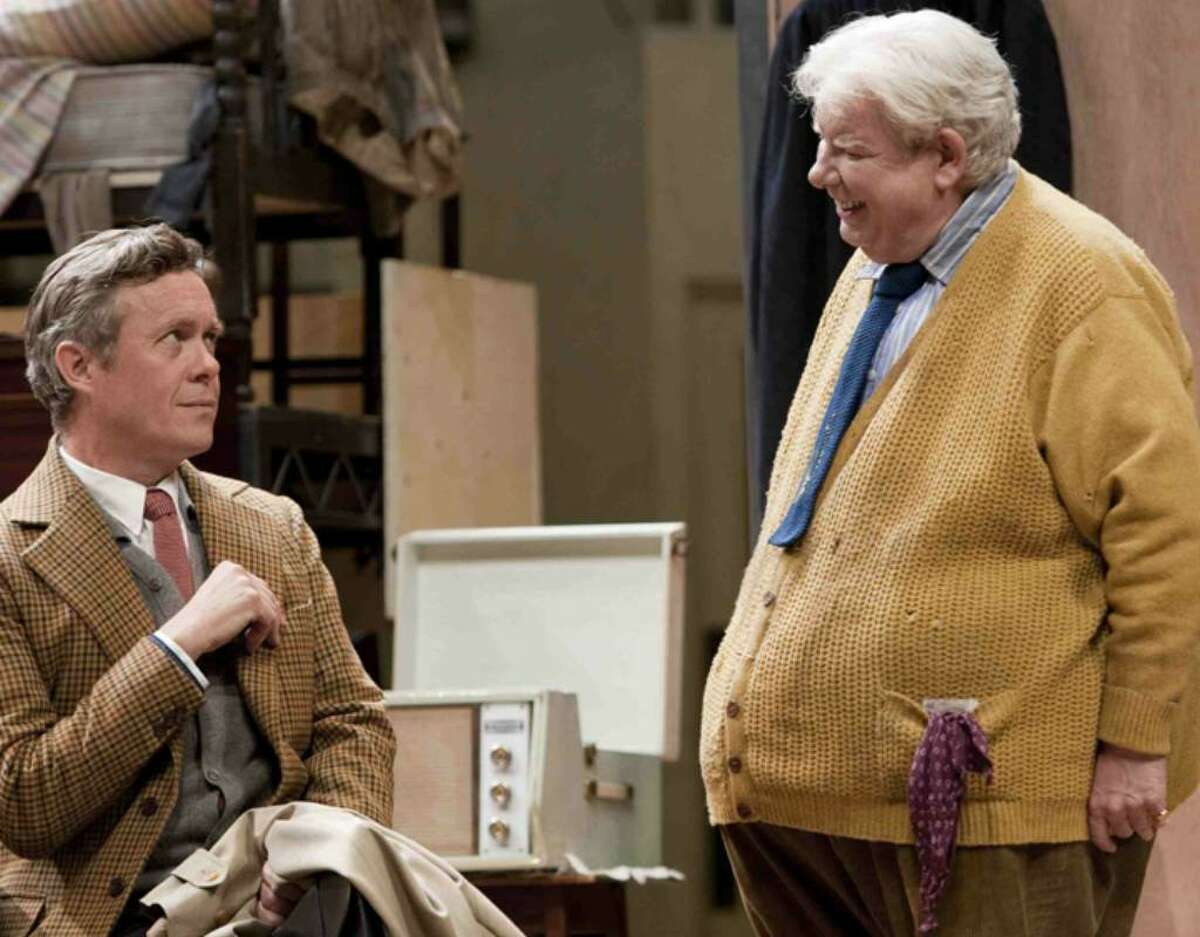 Alex Jennings, left, and Richard Griffiths are seen performing in Alan Bennett's new play "The Habit of Art" in this undated handout photograph.