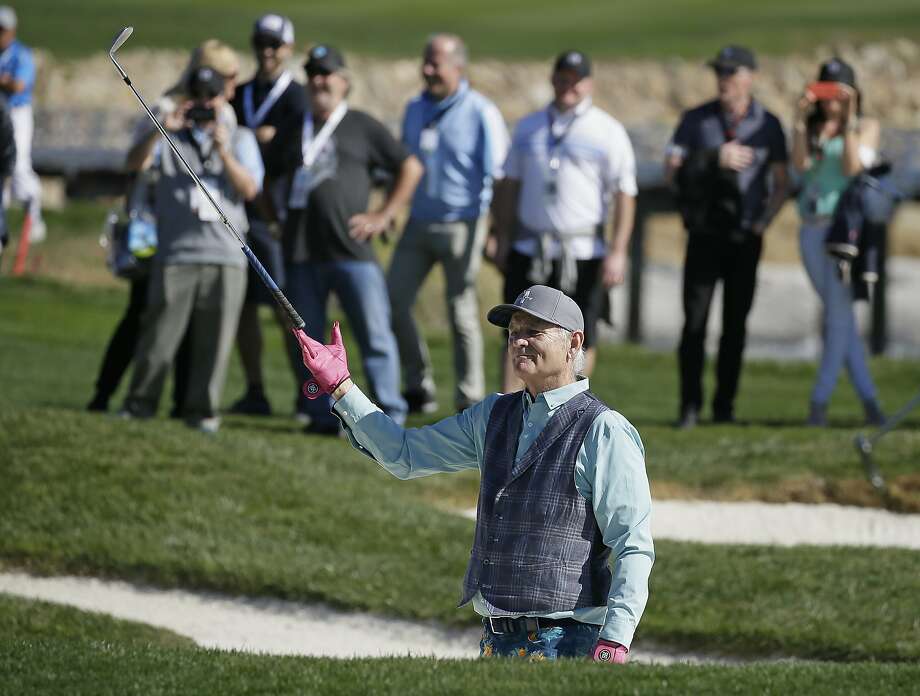 Bill Murray Vs Clint Eastwood In A Clic Pebble Beach Showdown Bill Murray Tosses His Club After Hitting Out Of A Bunker On The 17th Hole During