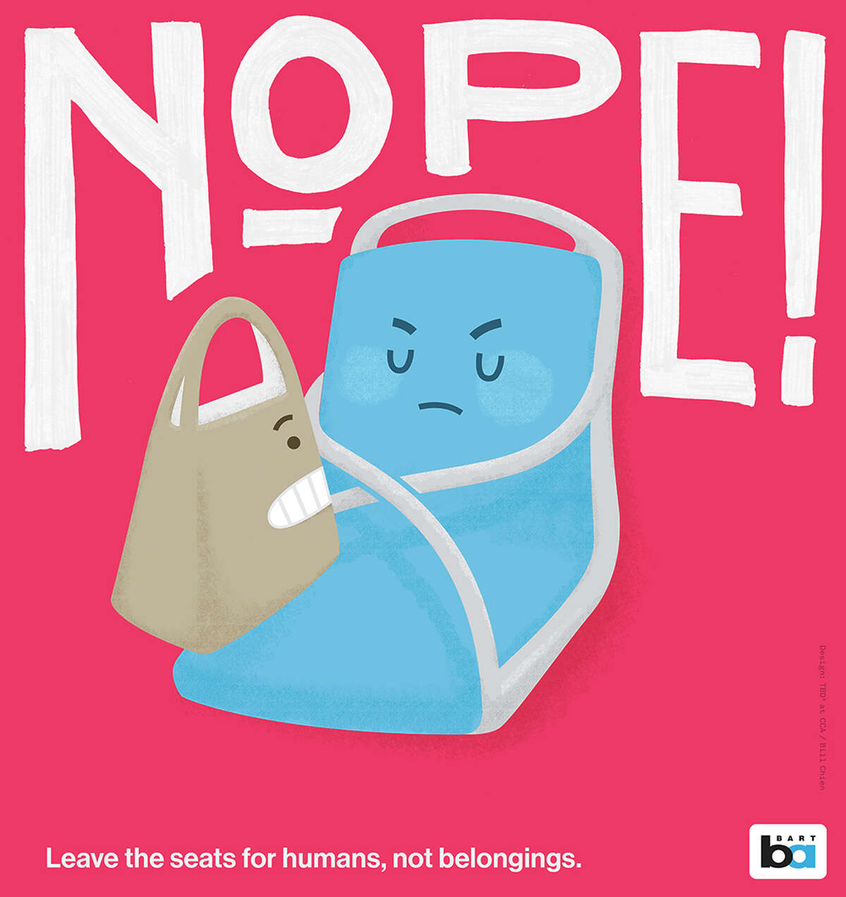 BART's new etiquette posters were designed by students of California College of the Arts.