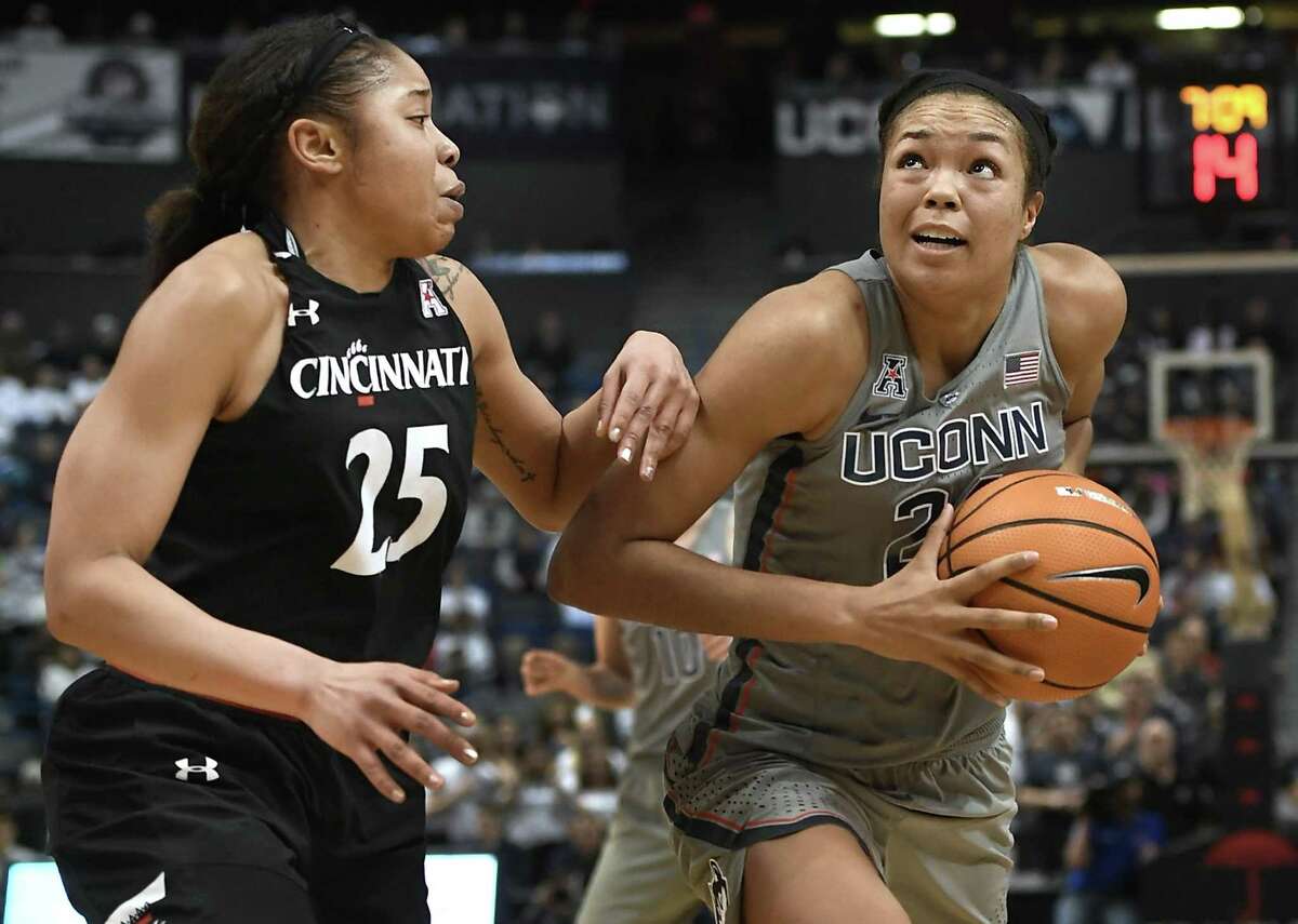 UConn’s Napheesa Collier, right, has gotten into a groove from the charity stripe recently.