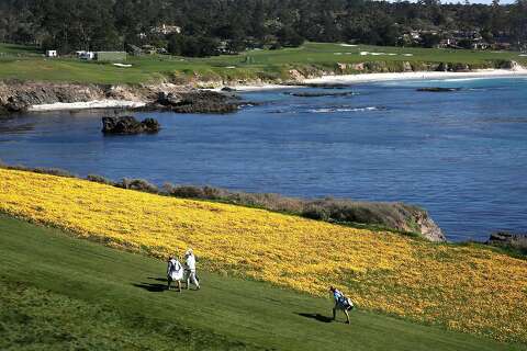How Tv Gets Those Stunning Shots At Pebble Beach Sfgate Poppies Line The 8th Fairway On Pebble Beach Golf Links During Round 1of At T