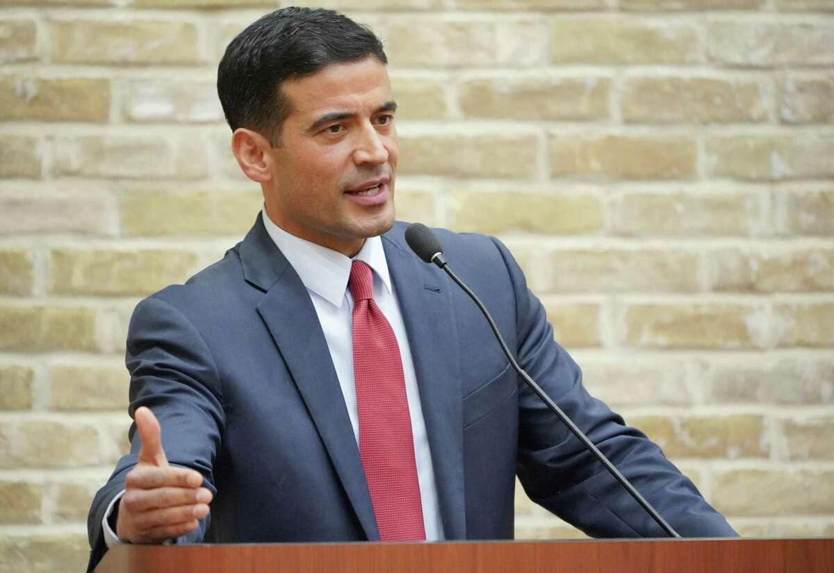 Incumbent district attorney Nico LaHood participates in a debate with challenger Joe Gonzales, Thursday, Feb. 8, 2018, at the Claude Black Community Center in San Antonio. (Darren Abate/For the San Antonio Express-News)