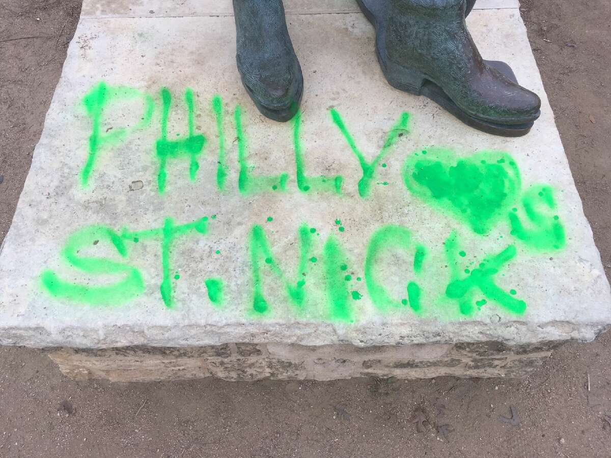The Stevie Ray Vaughan statue was vandalized Monday, following the Super Bowl.