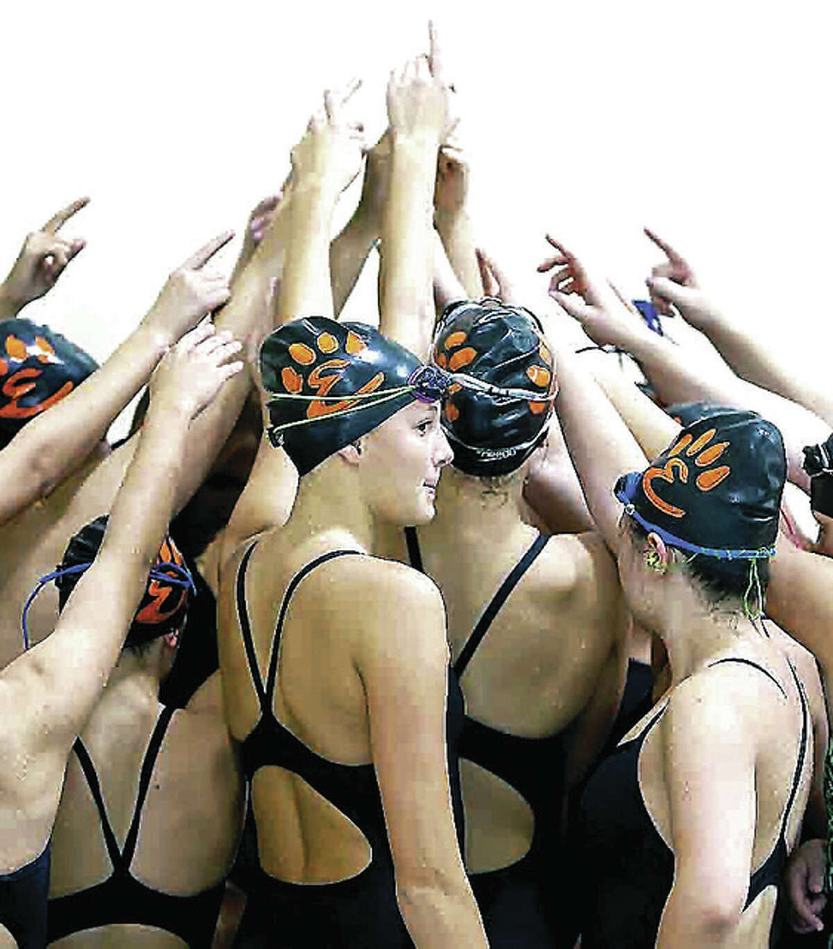 The Edwardsville girls swim team won a triangular meet from Springfield High and Sacred Heart-Grffin Saturday at the Eisenhower Pool in Springfield