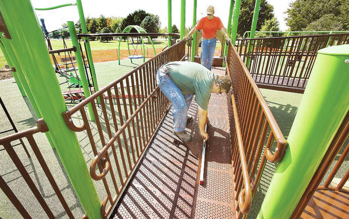 Crews finishing Alton accessible playground for Monday grand opening event