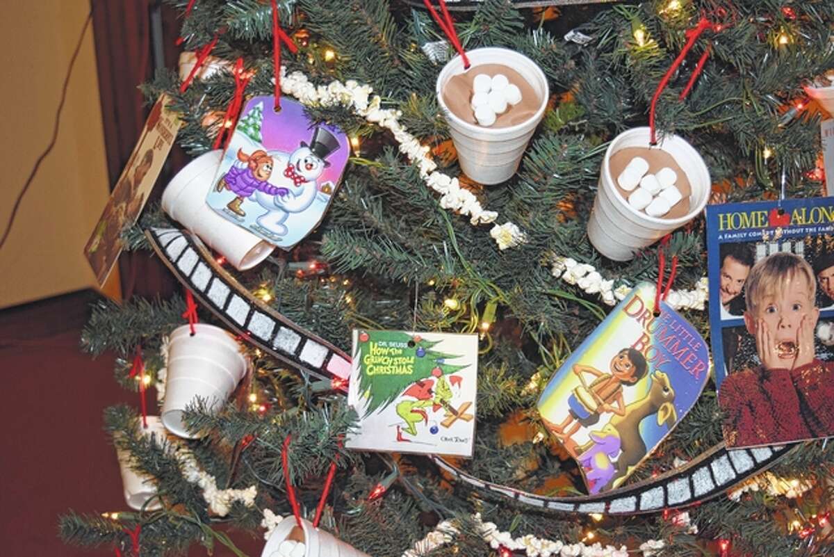 Pathway School students designed this tree, titled “Hot Chocolate and Movies,” for the Festival of Trees.