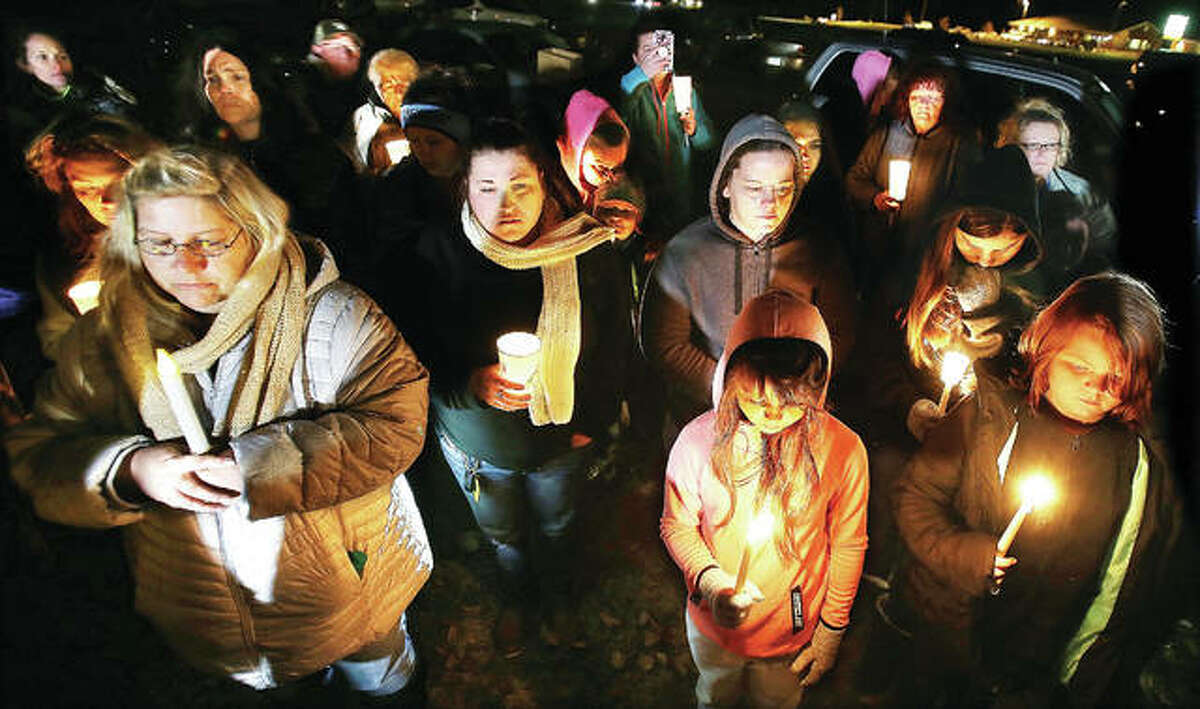 A crowd gathered at the Jersey County Fairgrounds in Jerseyville Thursday evening to remember 6-year-old Liam Roberts who was allegedly starved to death in his own home. His father and stepmother have been charged with first degree murder in connection with the death. The Rev. Bo Schultz of the Fieldon Baptist Church, spoke at the vigil and led the crowd of adults and children in prayer for Liam, the community, society in general and law enforcement.