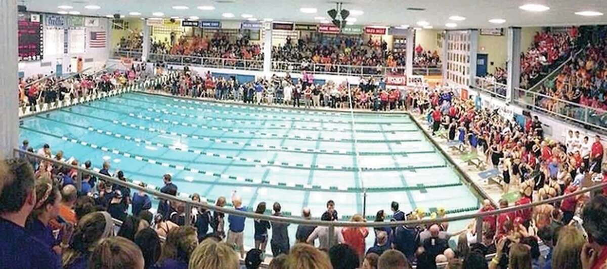 The natatorium at New Trier High School in Winnetka, seen here during a previous state swim meet, will be packed to the rafters Friday and Saturday for the 2017 IHSA Girls State Swim and Dive Meet.