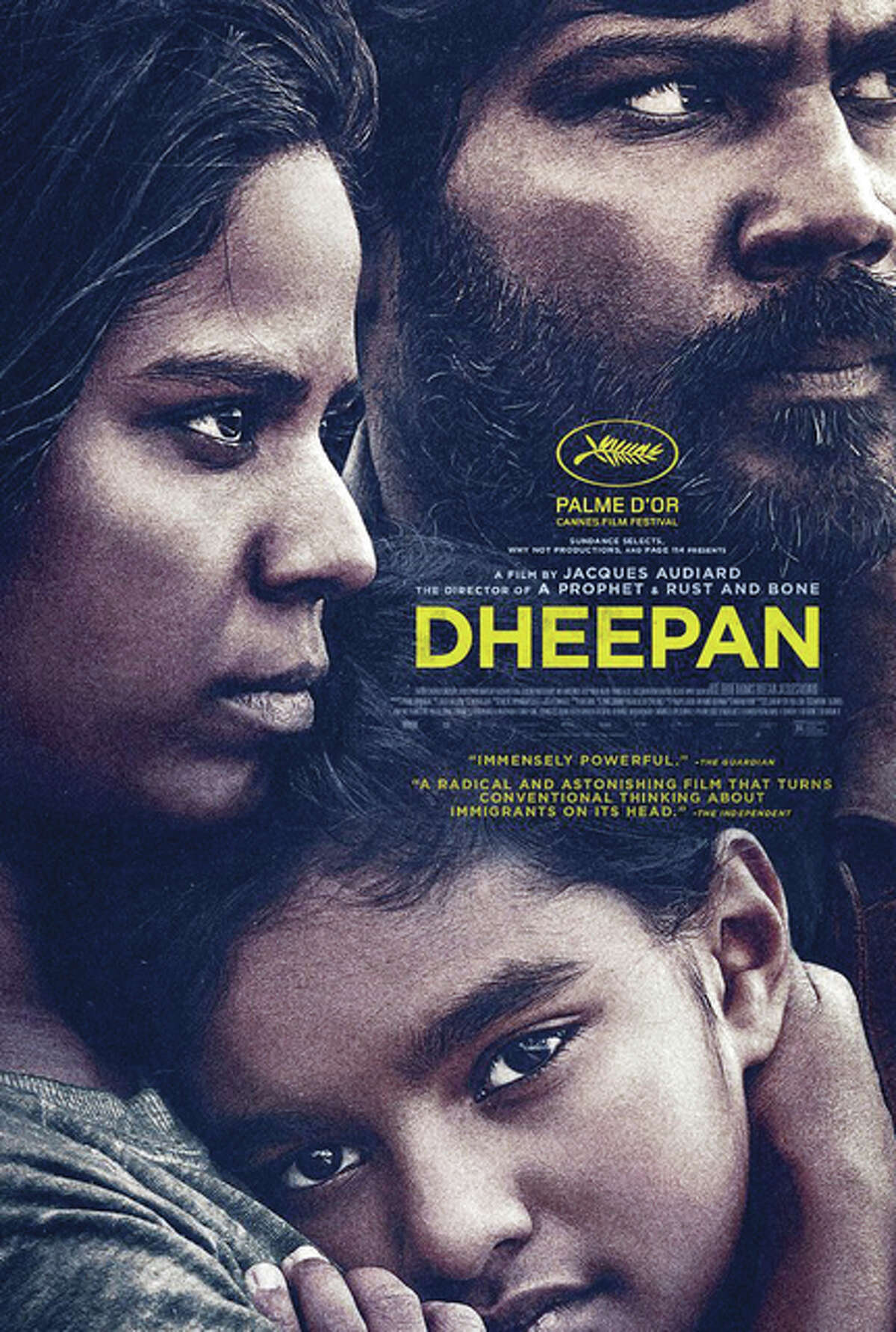 The movie poster for “Dheepan” touts its Palme d’Or win at the 2015 Cannes Film Festival.