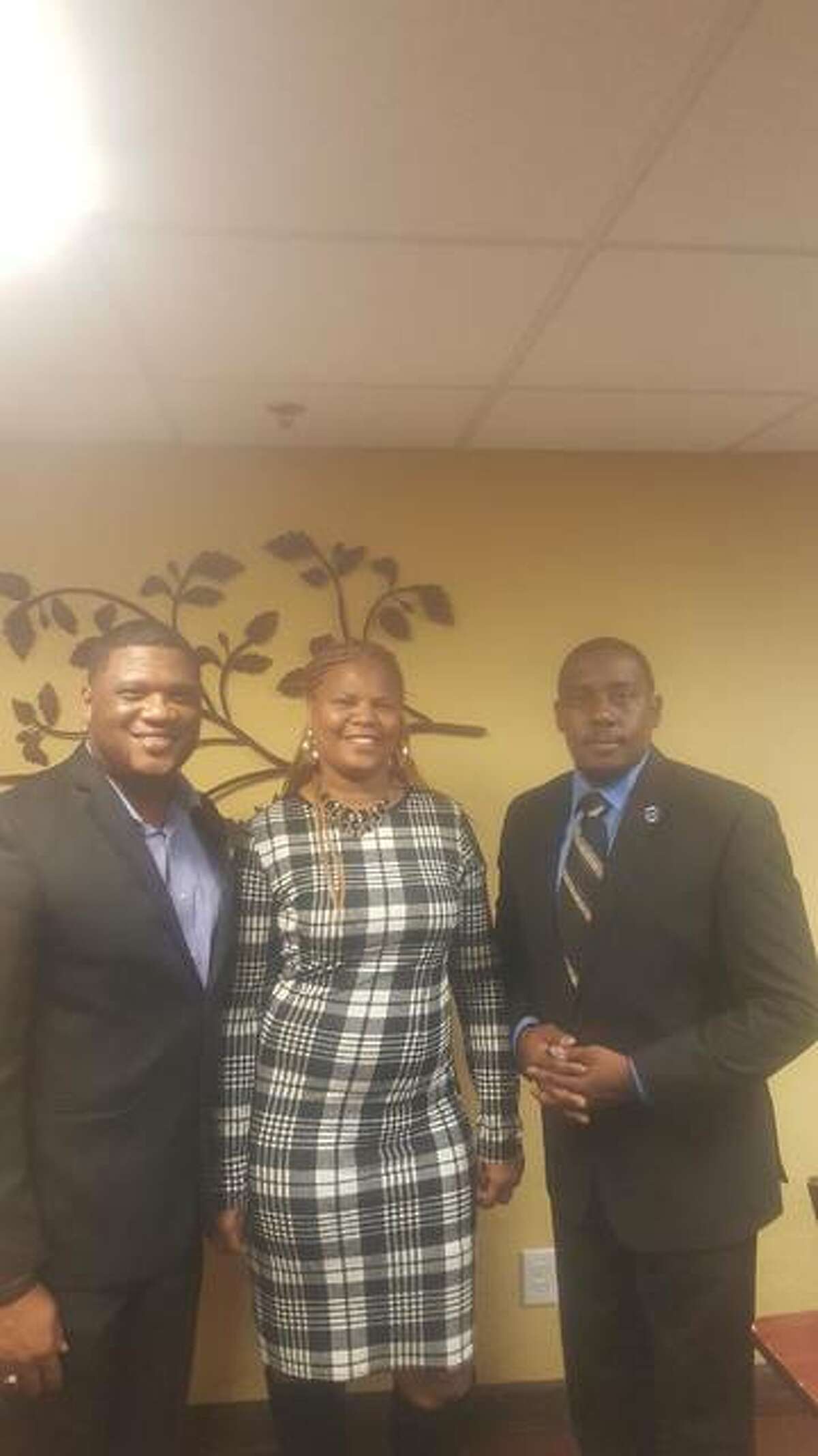 From left to right, the Black Chamber of Commerce of Illinois’ founder and state President Anthony “Corey” Walker, of Decatur, the organization’s Vice President Creola Davis, and Alton chapter President Rev. William Christopher Harris, of Alton.