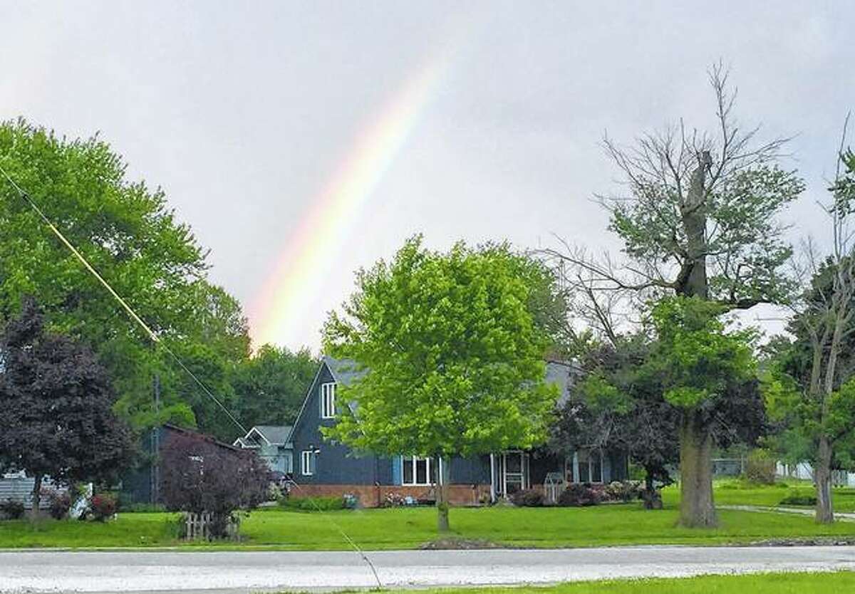 A rainbow fills the sky over Franklin.