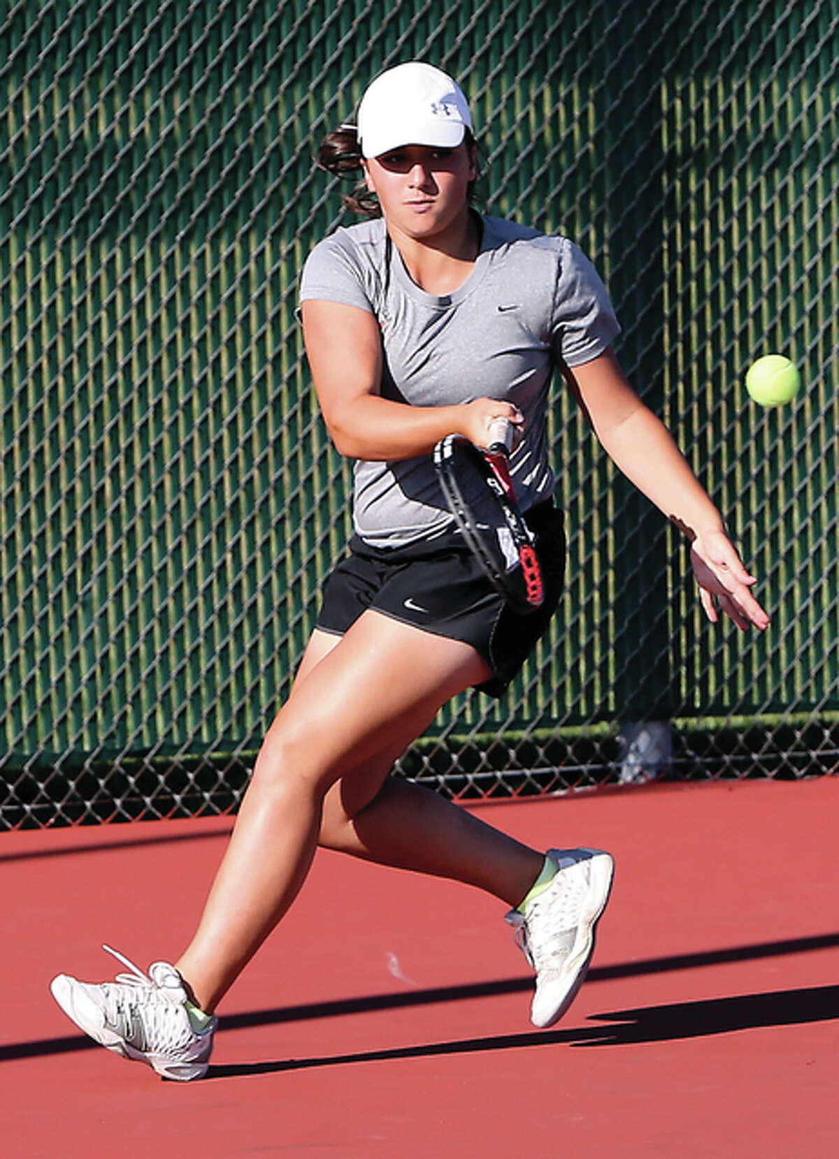 Edwardsville’s Natalie Karibian, shown in a match last season, won the singles championship Saturday at the Belleville East Class 2A Sectional to help the Tigers earn their 20th straight sectional title.