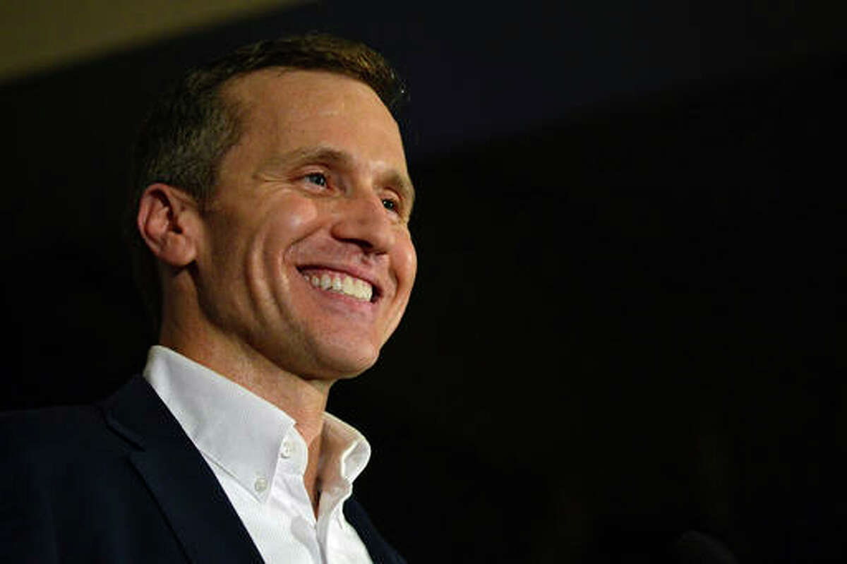 Missouri Republican Gov.-elect Eric Greitens delivers a victory speech Tuesday, Nov. 8, 2016, in Chesterfield, Mo.