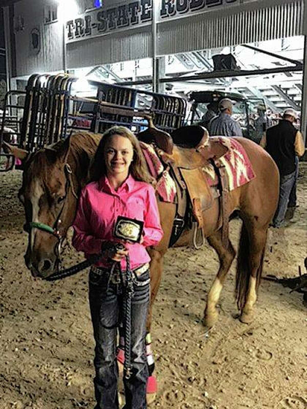 Emma Brown of Winchester finished fourth out of 26 participants in the qualifying round of the Pee-wee Barrels at the Tri-State Rodeo in Fort Madison, Iowa, and sixth overall at the rodeo. She is the daughter of Tim and Shelia Brown.