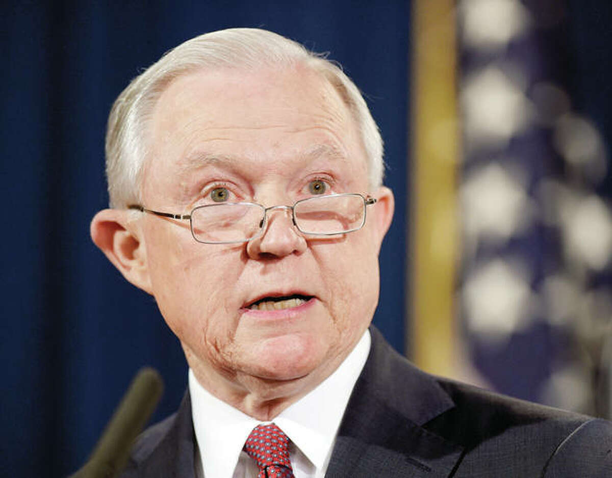 Attorney General Jeff Sessions speaks earlier this month at the Justice Department in Washington, D.C. Violent crime in America rose for the second straight year 2016, driven by a spike in killings in some major cities, but remained near historically low levels, according to FBI data released Monday.