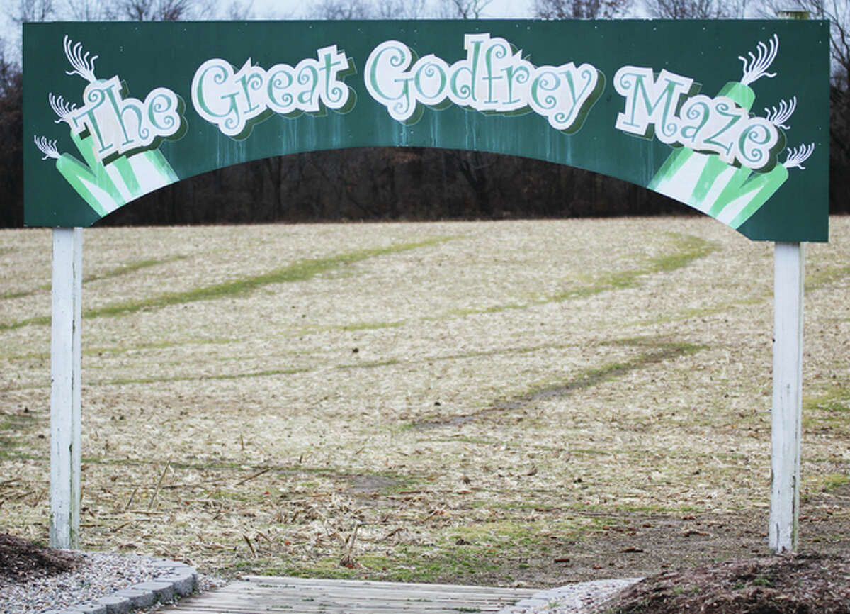 The Great Godfrey Maze in Godfrey’s Glazebrook Park sits unused. Winter is a slow time for park usage, but a busy time for planning and maintenance.
