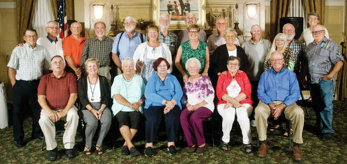 Members of Franklin High School’s Class of 1967 recently met at Hamilton’s in Jacksonville to celebrate their 50-year reunion. Those attending included David Tannahill (front row, from left), Patty Crow, Jane Taylor, Cheryl Schnirring, and teachers Ruth Lowe, Virginia Bender and Henry Likes; Mary Rawlings (middle row, from left), Kathleen Pratt, Sally Zachary, Kay Walker and Gary Carter; Robert White (back row, from left), Larry Bull, Darryl Smith, Randall Wilson, Allen Courier, James Rawlings, John Keenan, Willie Rees, John Neal, George Jones and Mary Peterson.