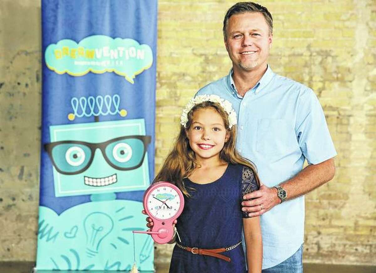 Dreamvention finalist Maria Delong and her father, Waverly native Darren Delong, arrive Sept. 5 at the finalist event for the Frito-Lay Dreamvention competition in Austin, Texas.