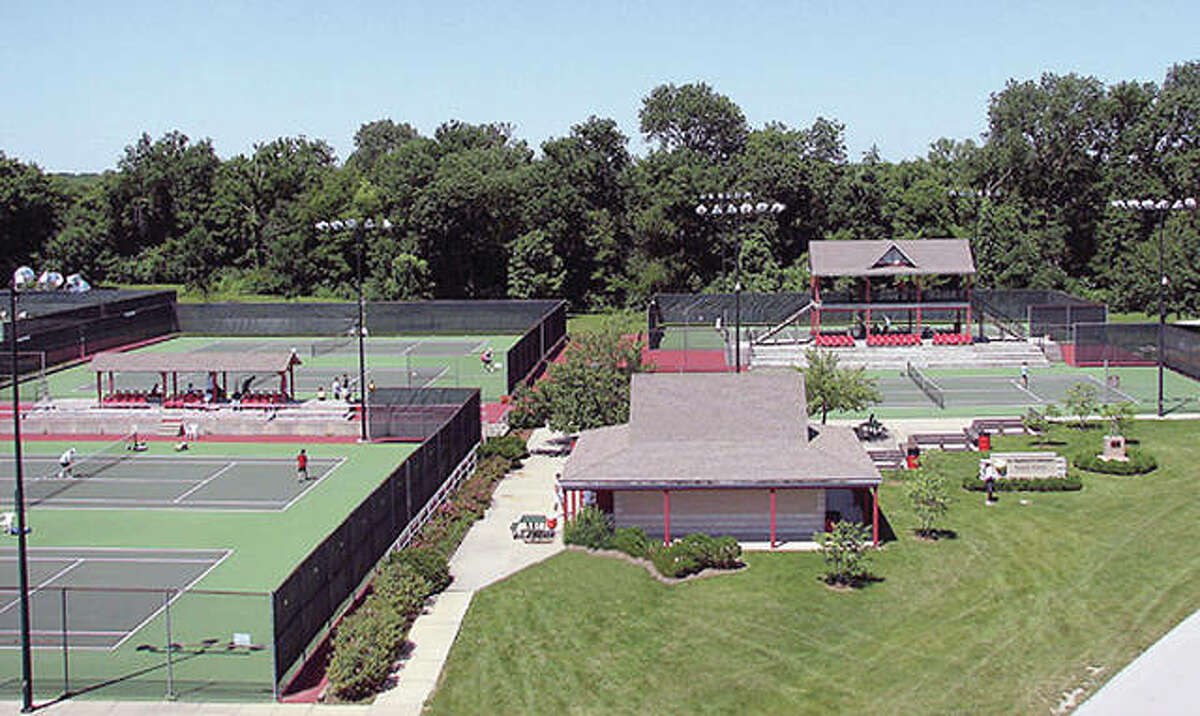 The Bud Simpson Tennis Complex was built in 1991 in Gordon Moore Park. A fundraiser is set March 31 at Bluff City Grill in Alton to raise funds for repair of the courts at the complex, which are in need of repair.