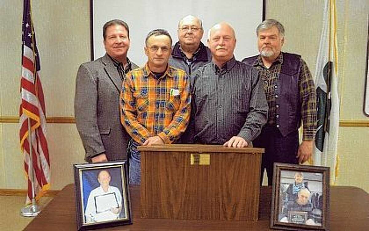 New directors were elected at the Morgan County Soil and Water Conservation District’s annual meeting on Feb. 9. Paul Scheerer (front left), John Potter (front right) and Jerry Kinnett (back right) are the new directors. Chris Wilcox (back left) and Eric Lakin (back middle) are current SWCD directors.