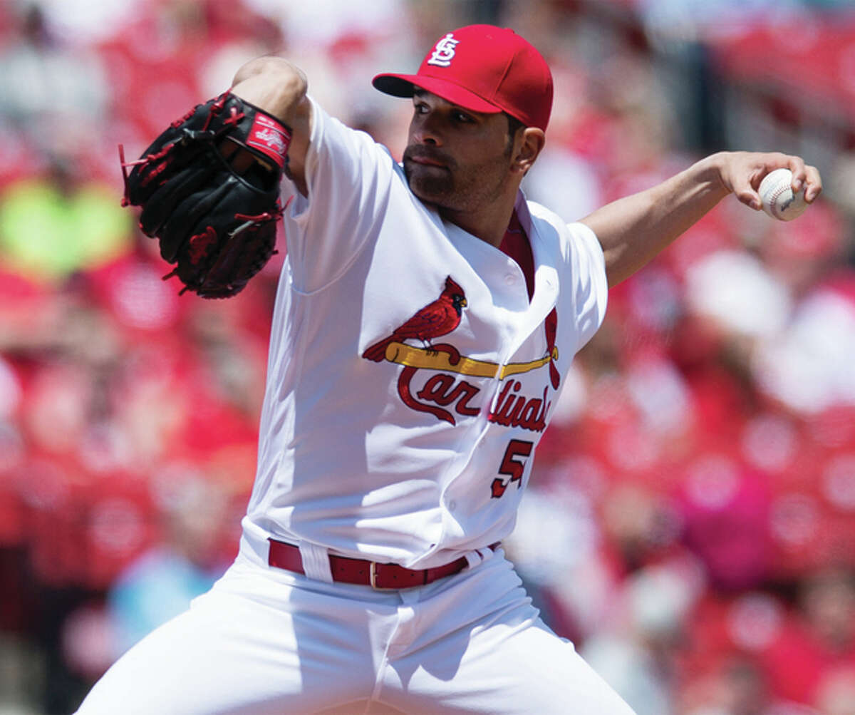Cardinals starting pitcher Jaime Garcia works to the plate in the first of his seven shutout innings against the the Philadelphia Phillies on Thursday at Busch Stadium.