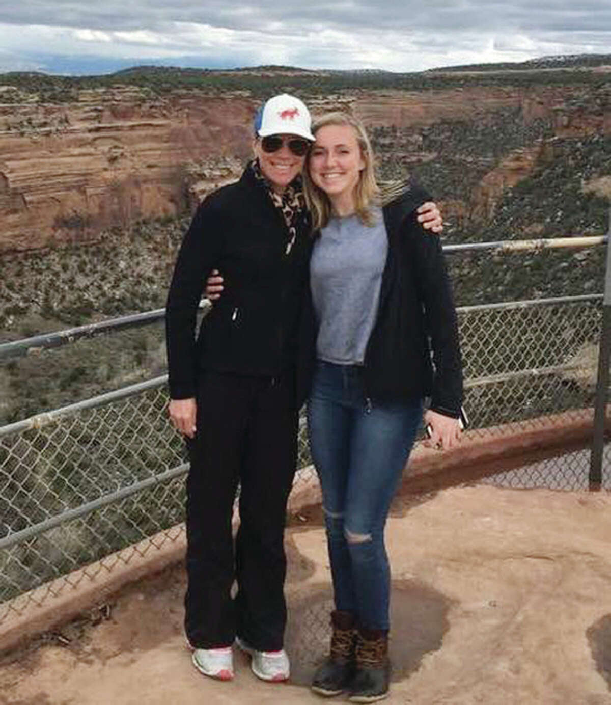 Meme Evans and her daughter, Annie Evans, pose for a photo in Grand Junction, Colorado, while visiting Colorado Mesa University. They visited three separate colleges on a recent trip to Colorado.