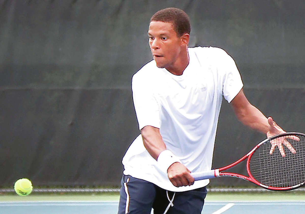 Julian Childers won the Men’s Open title at last year’s Bud Simpson Open tennis tourney. This year’s tournament is set for this weekend at Lewis and Clark Community College.
