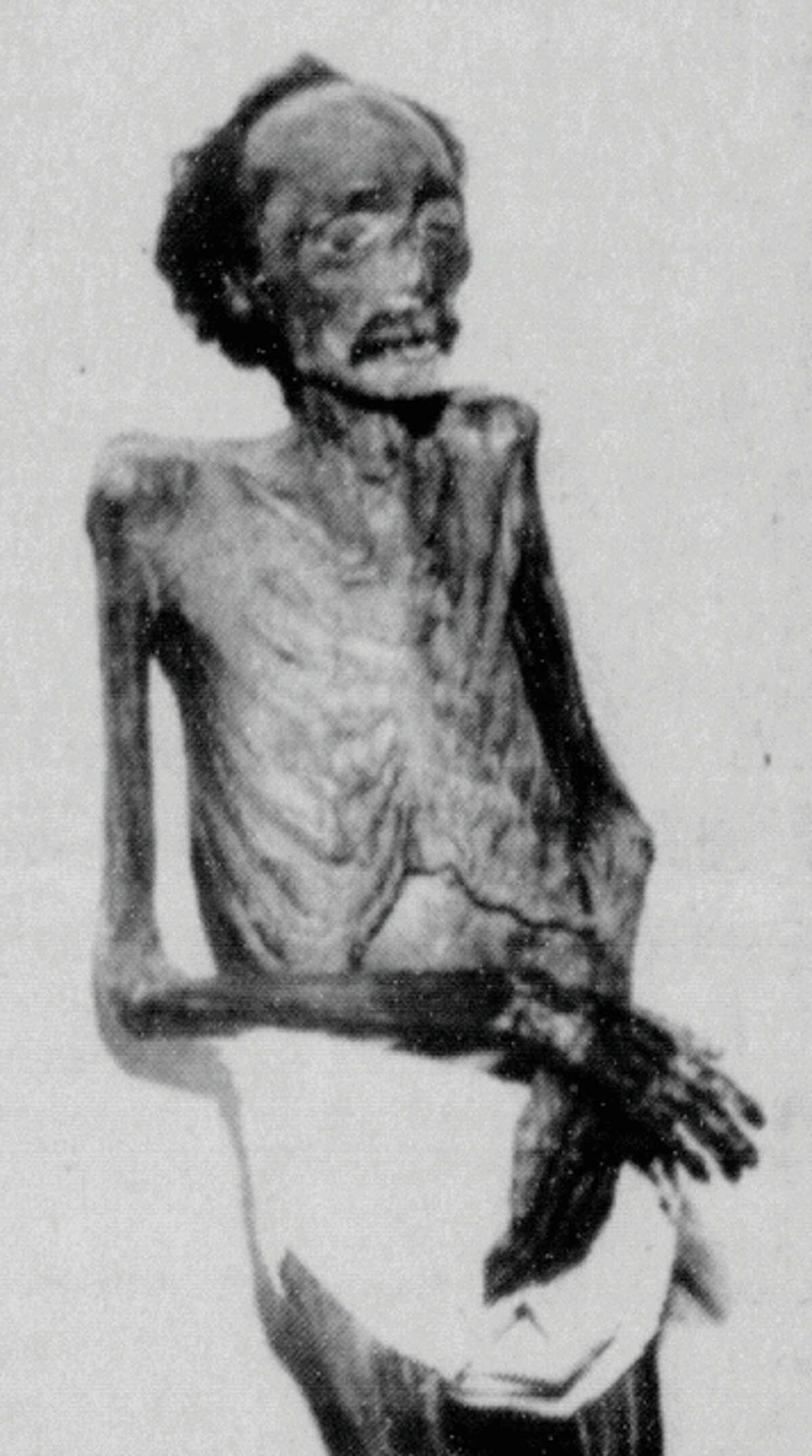 The mummified body of Deaf Bill when it was buried in 1996.