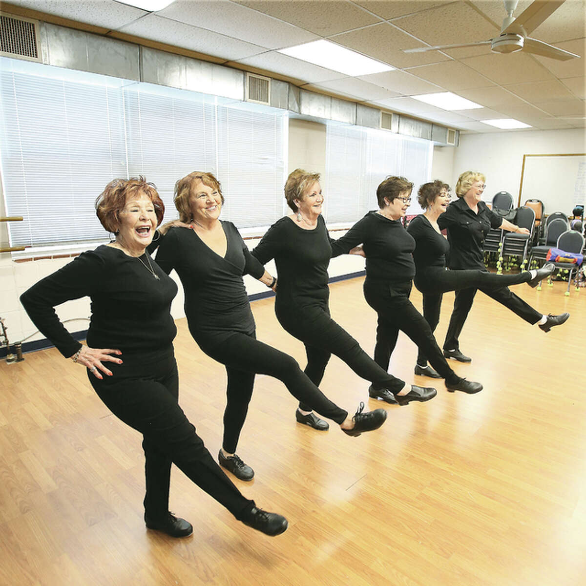 The women in an adult tap class made it look easy, but it was a lot of coordination and hard work as seen through the wall-sized mirror dancers use to monitor their steps. The class is a joint program of Jennifer Bishop’s School of Dance Performing Arts Company and Senior Services Plus in Alton.