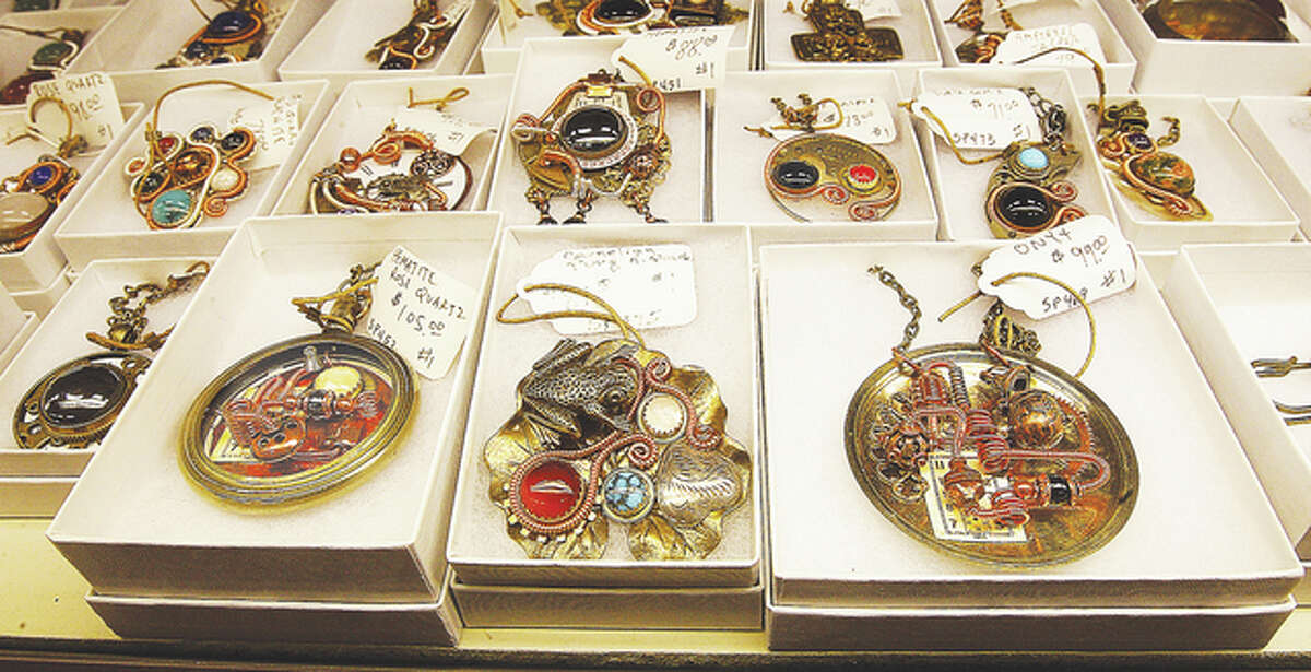 In addition to his fold-form copper jewelry, Brummett also uses a technique known as “steampunk” to make his wearable art. Steampunk has a Victorian/science fiction influence to it.