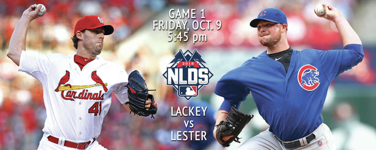 The Cardinals’ John Lackey (left) and the Cubs’ Jon Lester (right) will be the starting pitchers Friday when the St. Louis Cardinals and Chicago Cubs open their National League Division Series with Game 1 at Busch Stadium. It is the first-ever postseason matchup between the longtime rivals. Pitching matchups for the first four games in the series has the Cubs’ Kyle Hendricks (8-7, 3.95) opposing Jaime Garcia (10-6, 2.43) in Game 2 on Saturday. Jake Arrieta (22-6, 1.77), having a breakout Cy Young-caliber season for the Cubs, faces Michael Wacha (17-7, 3.38) in Game 3 on Monday in Chicago and Tuesday’s Game 4 at Wrigley Field, if neither team sweeps, it will be St. Louis’ Lance Lynn (12-11, 3.03) against probably Jason Hammel (10-7, 3.74). A fifth game, if needed, will be back at Busch Stadium on Thursday.