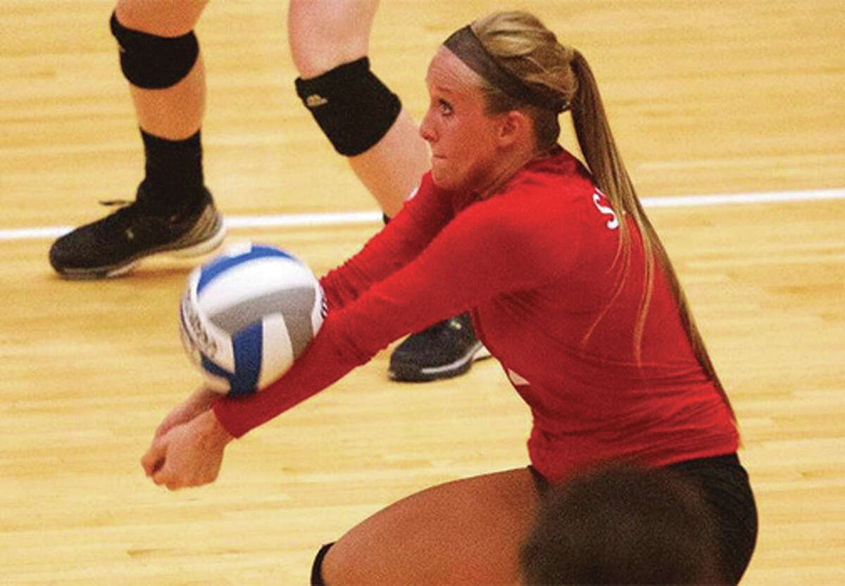 SIUE’s Katie Shashack had her first career double-double with 13 digs and 10 assists in the Cougars’ five-set loss to Austin Peay on Friday night in Clarksville, Tenn.