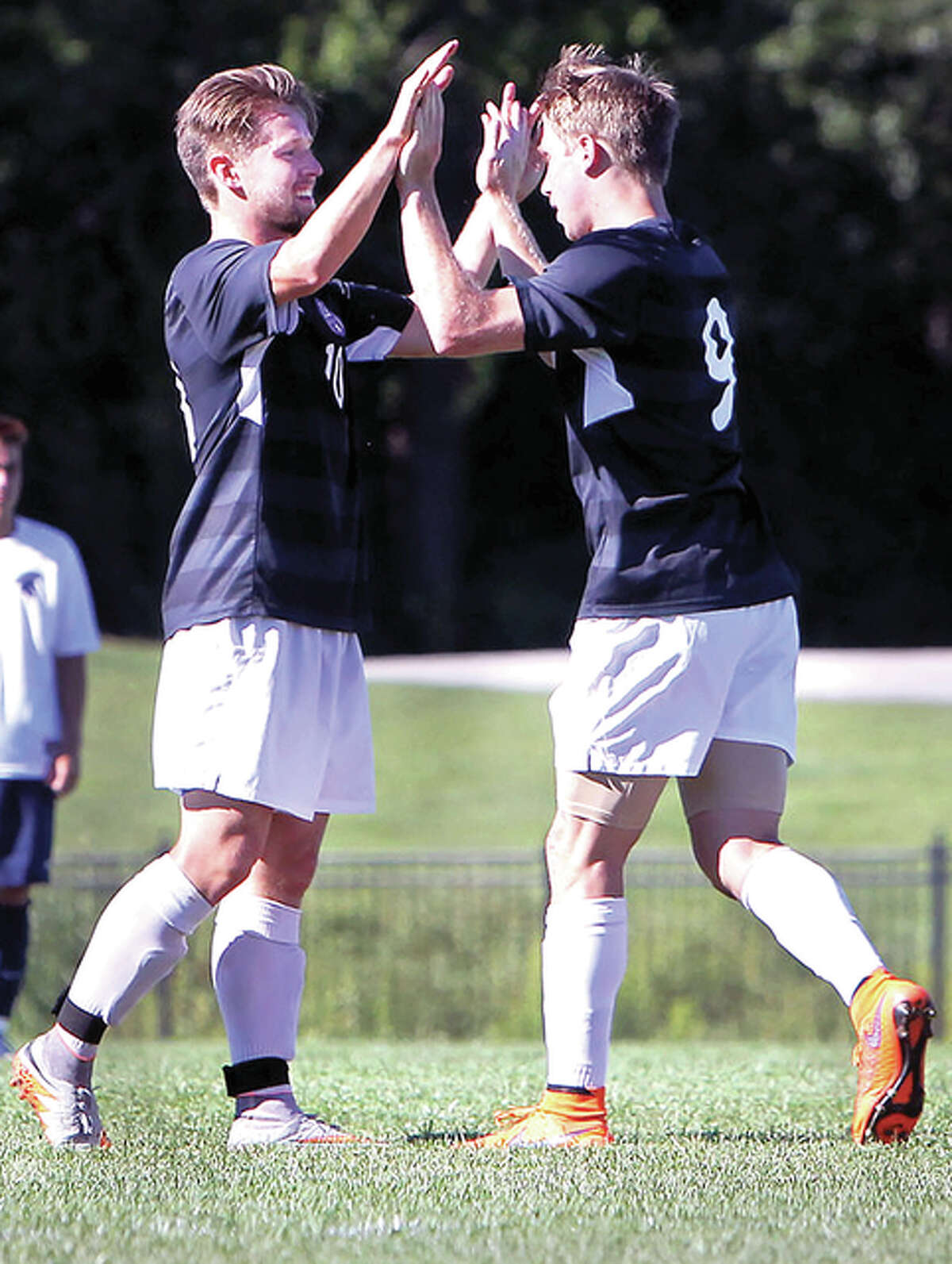 LCCC’s Lochlan Reus, left, and Blake Cearns, freshmen from Australia, are among the NJCAA leaders in goals and assists.