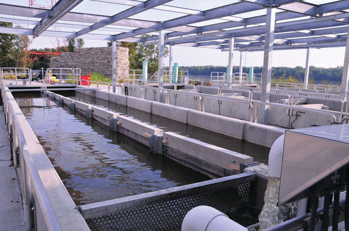 Cement “raceways,” or mesocosms, allow researchers to mimic some river conditions for experimental use in a controlled setting.