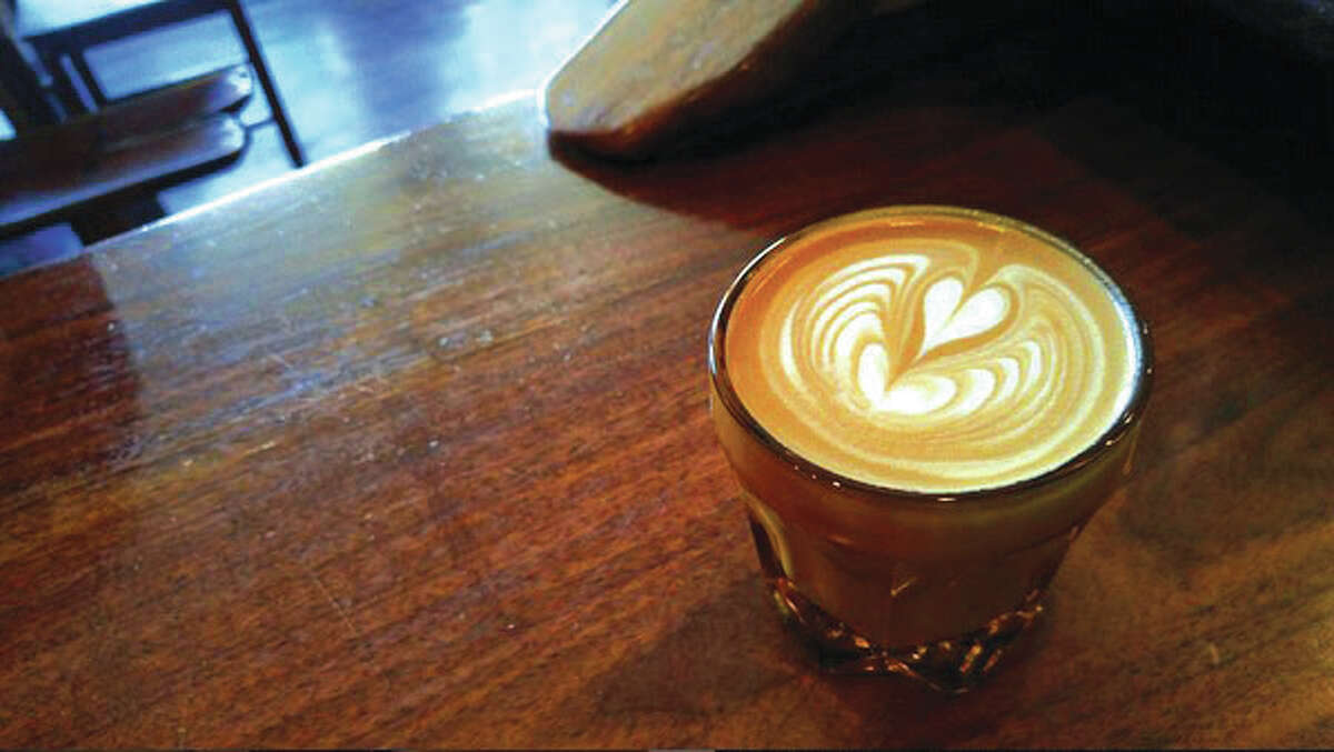 Maeva’s Coffee Barista Matt Hebblethwaite will participate in Sunday’s Latte Art Throwdown at the coffee shop. His latte art is pictured here.