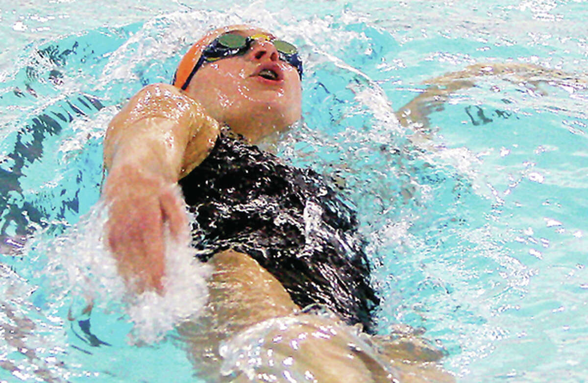 Edwardsville’s Bailey Grinter will swim the 100-yard backstroke and the 50-yard freestyle at the IHSA Girls State Swim and Dive Meet, set to begin Friday at New Trier High School in Winnetka. The Tigers are entered in seven individual events and three relays.