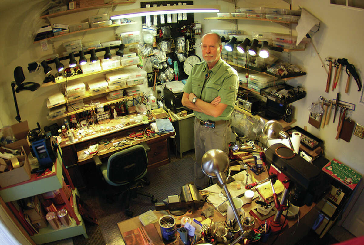 Artist Greg Brummett in his home studio in Grafton, Illinois.