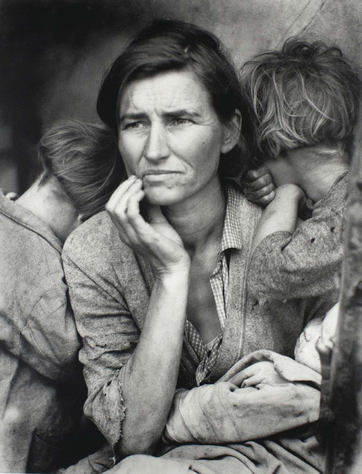 Dorothea Lange, American, 1895–1965; Migrant Mother, Nipomo, CA, 1936, printed c.1952; gelatin silver print; image: 13 1/2 x 10 1/2 inches; Saint Louis Art Museum, Gift of Charles A. Newman honoring Elizabeth, his wife and treasured guide to art 11:2014