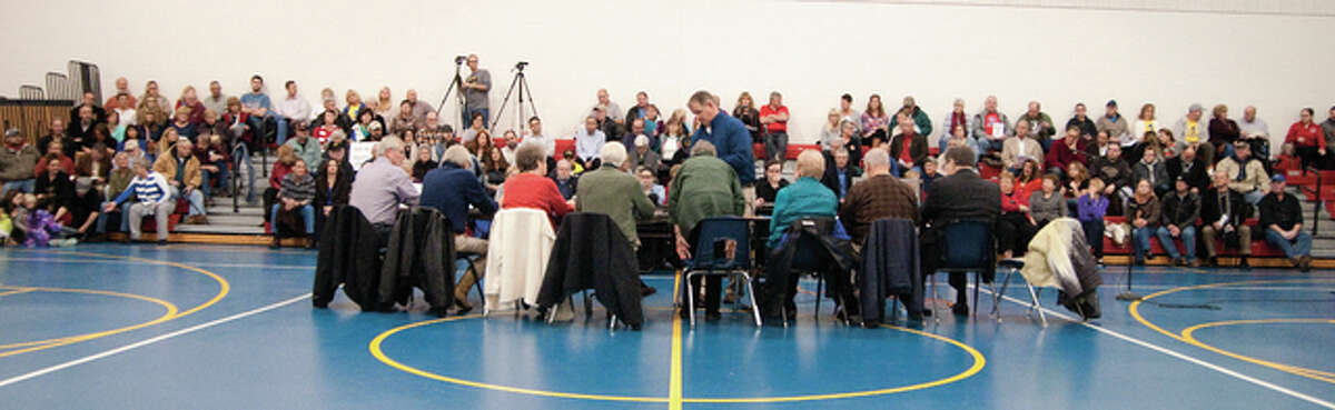 Due to the amount of people who came to take part in Wednesday night’s Grafton City Council meeting, it was moved from Grafton City Hall to the Grafton Elementary School gymnasium to accommodate all in attendance.
