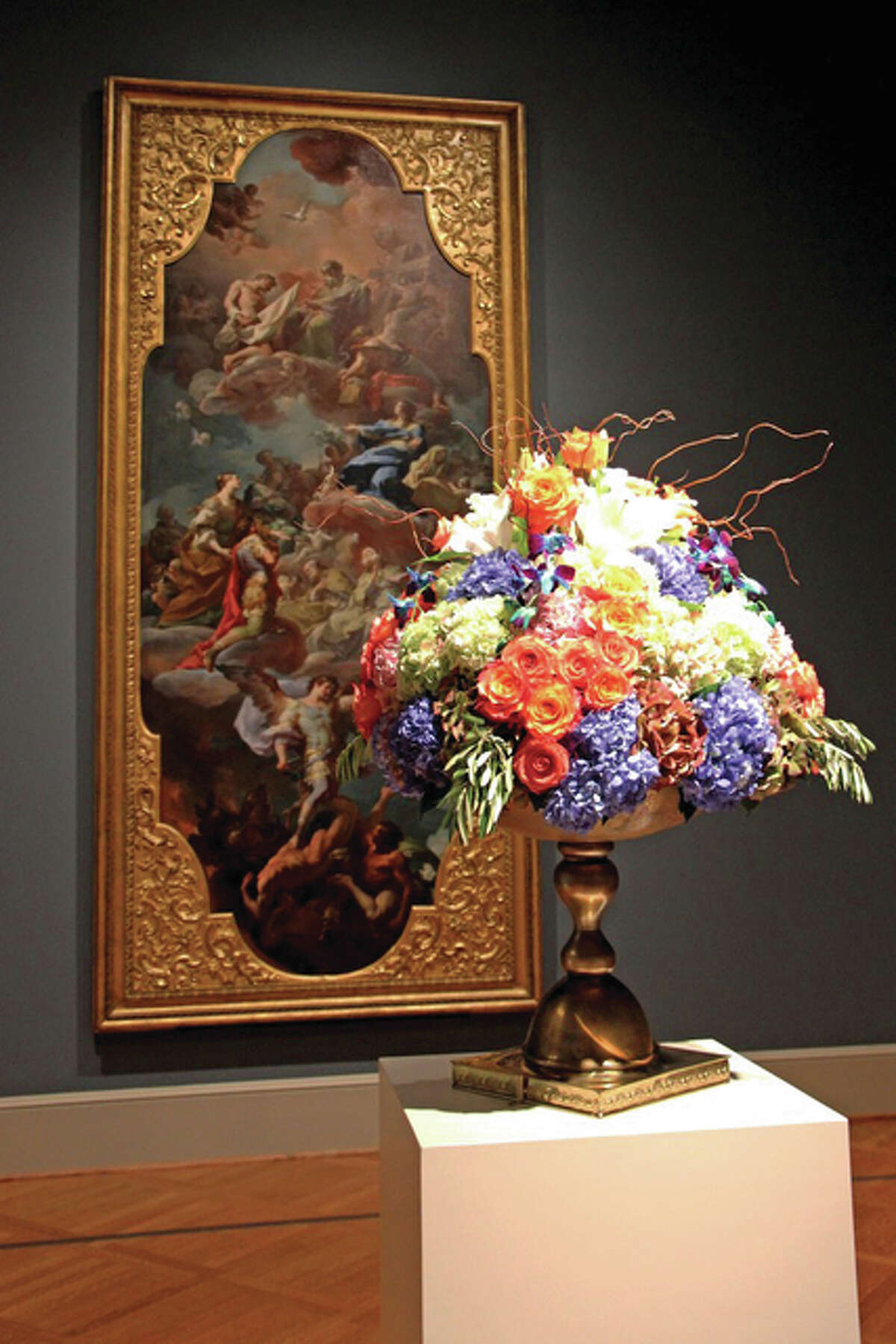 From last year's Art in Bloom, St. Helena and the Emperor Constantine Presented to the Holy Trinity by the Virgin Mary; Jeana Reisinger, Garden Club of St Louis; 2015 Judge’s Choice: 2015 Best Traditional Design, 2015 Staff Choice: Best Traditional Design, 2015 People’s Choice: Best Traditional Design Saint Louis Art Museum | For The Telegraph