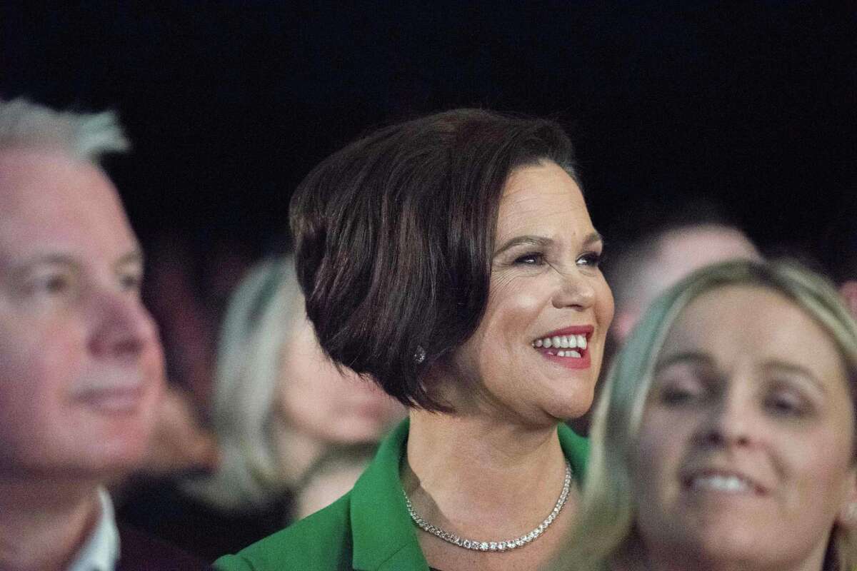 New Sinn Fein president Mary Lou McDonald (C) attends a special Sinn Fein party conference to confirm her as the new president of the Irish republican party in Dublin on February 10, 2018. Mary Lou McDonald officially replaces on February 10, 2018 Gerry Adams as the president of Sinn Fein following his decision to step down after 34 years as the figurehead of the Irish republican movement. / AFP PHOTO / Barry CRONINBARRY CRONIN/AFP/Getty Images